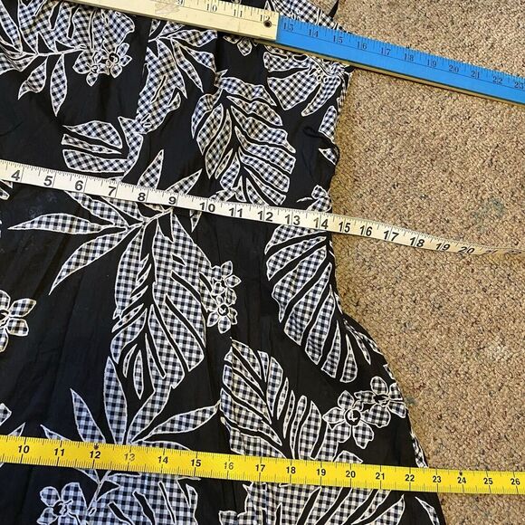 Y2K Dress Sz 6/S Black White Whimsigoth Key Hole Halter Midi Leafy Hippie Party - Picture 2 of 11